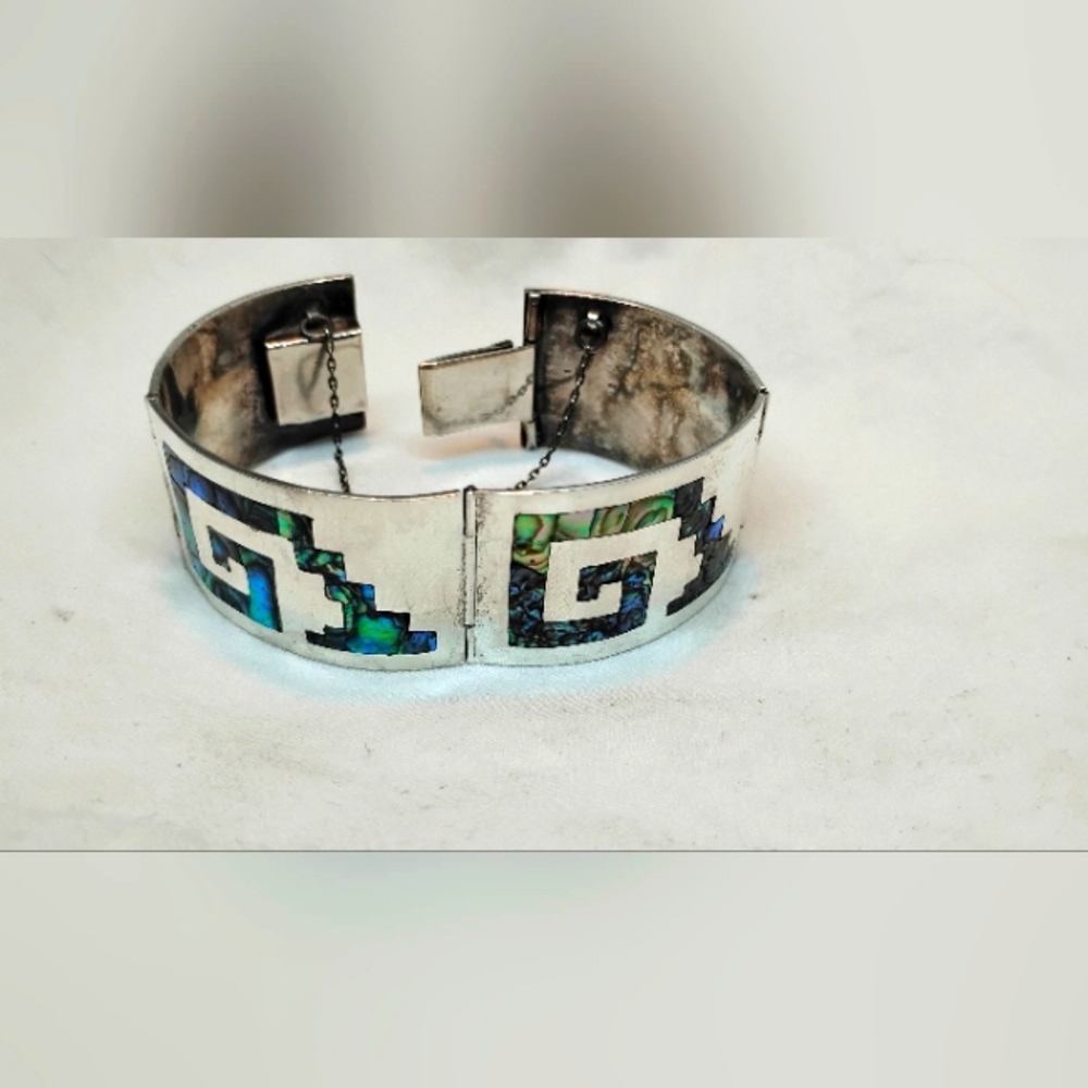 Vintage Sterling Silver Cuff Bracelet with Aboline